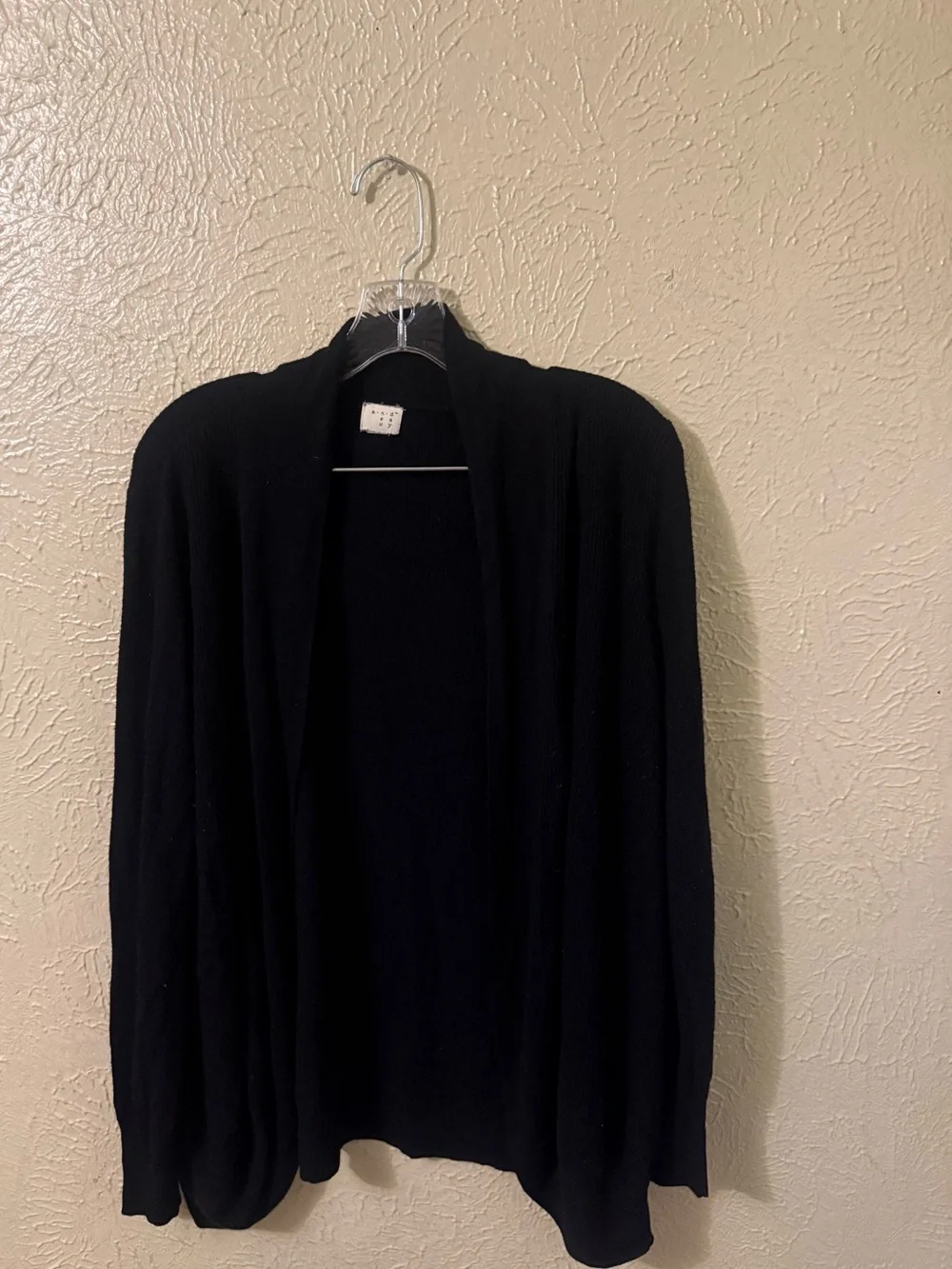 Black Open-Front Ribbed Lightweight Layering Cardigan